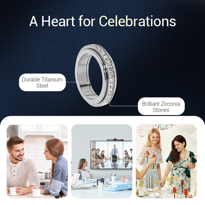 Lyxig roterbar spinnerring i stål – elegant design och avslappnande funktion